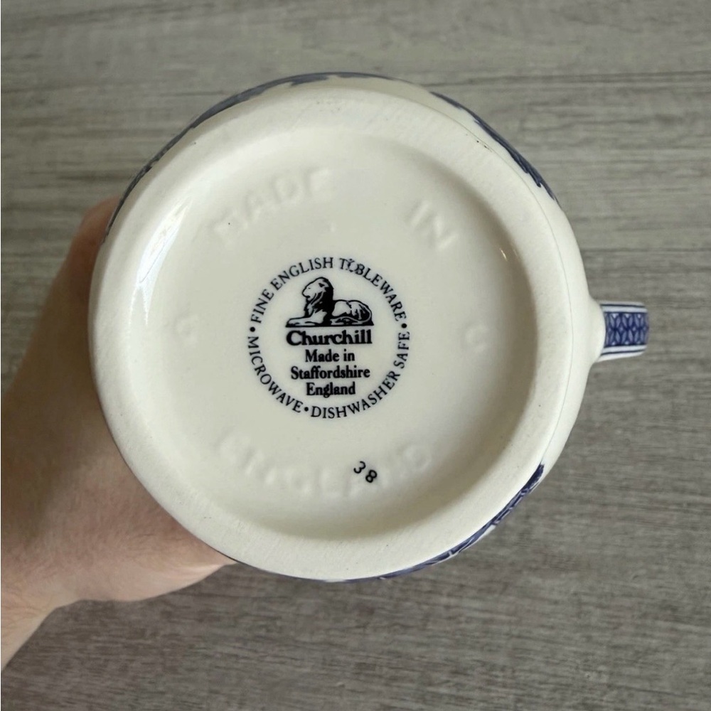 Vintage Churchill Blue Willow Creamer And Sugar Mint Condition Made In England - Picture 7 of 13